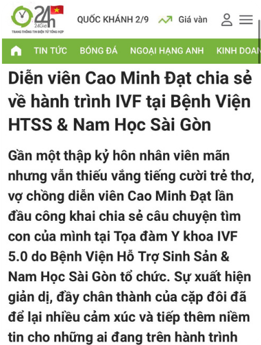 báo chí nói gì về bệnh viện hỗ trợ sinh sản và nam học sài gòn